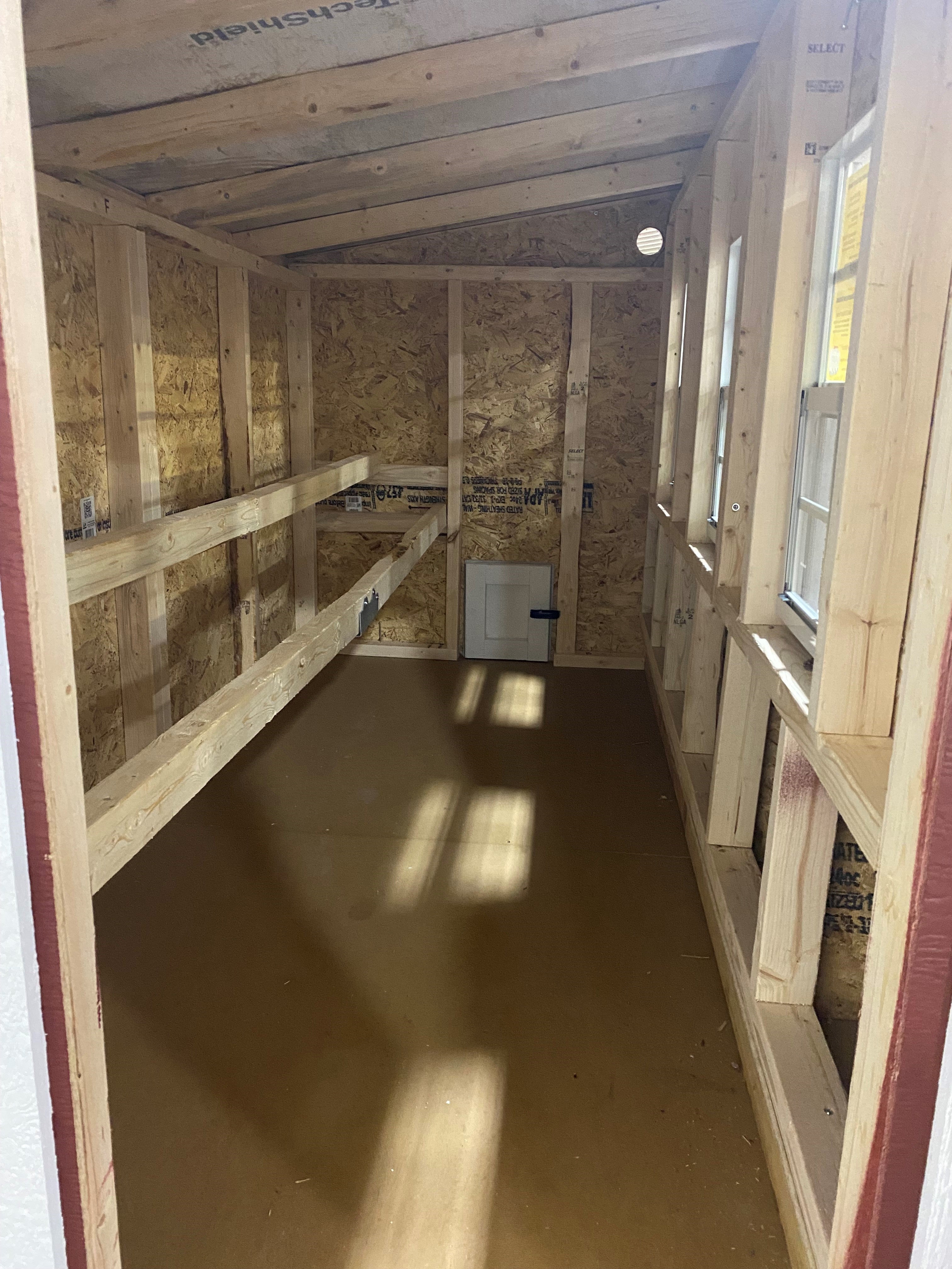 OverEZ Chicken Coop XL Up to 20 Chickens inside view with roosting bars