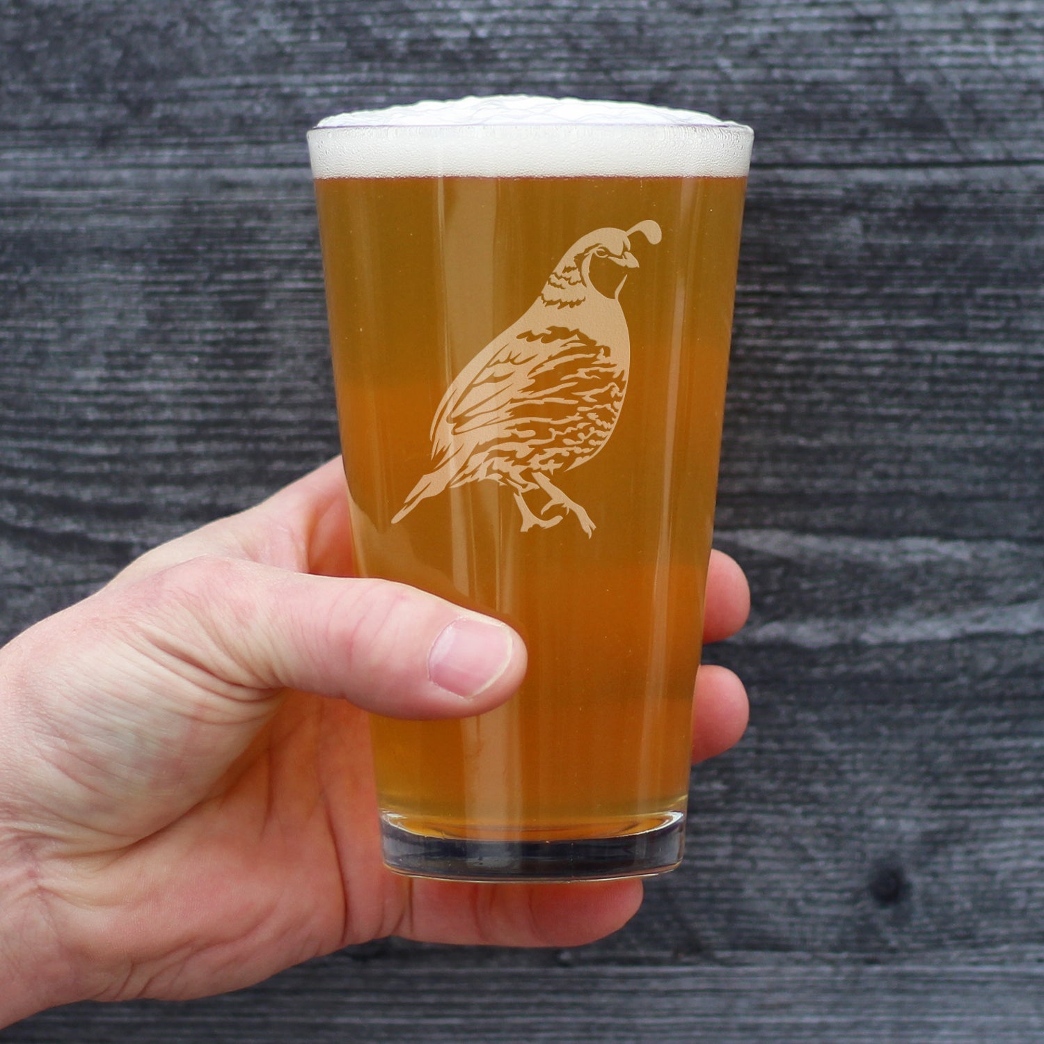 Quail Pint Glass for Beer - Fun Bird Themed Gifts and Decor for Men & Women - 16 oz Glasses