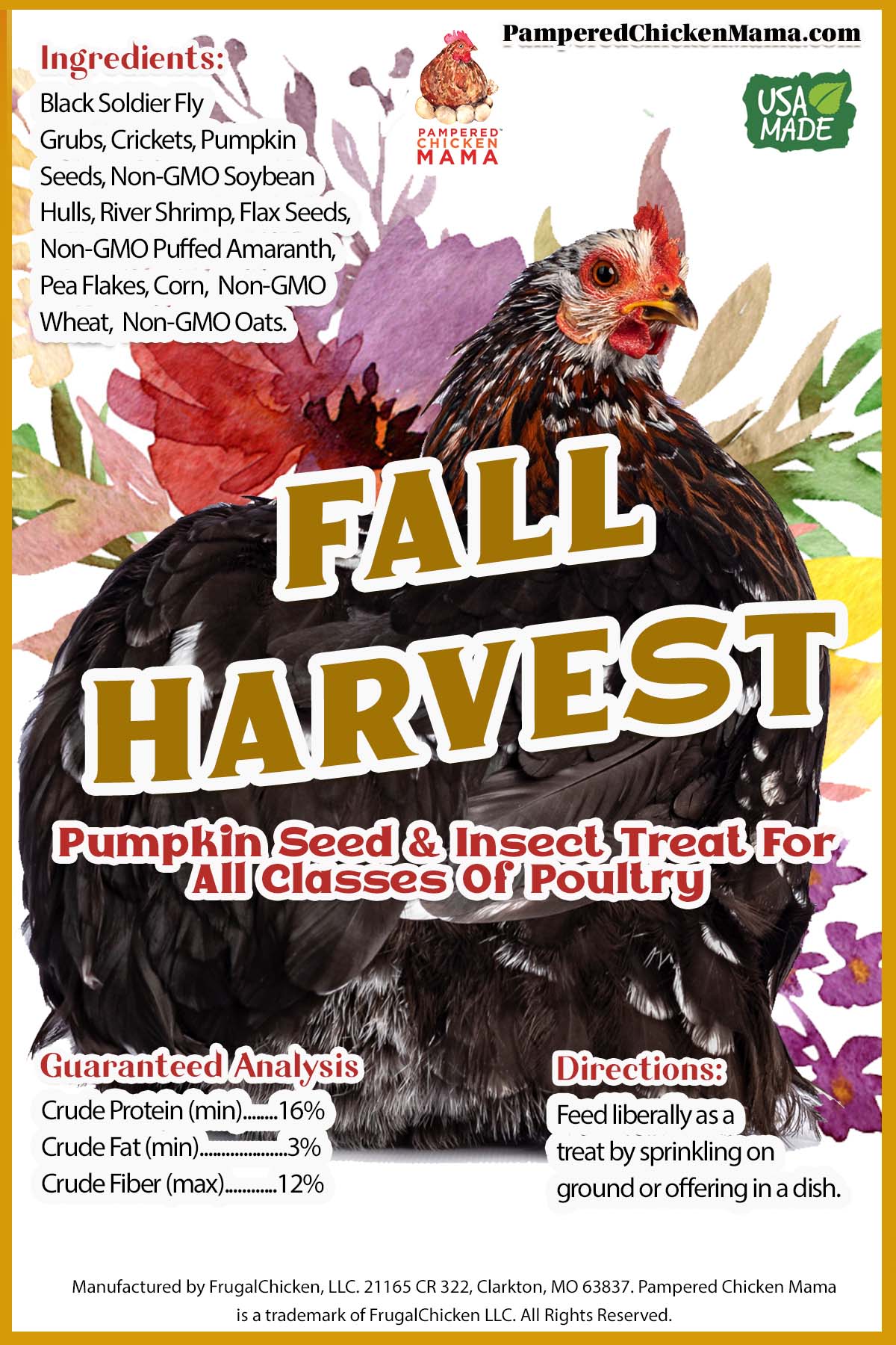 Boo Box: 6 Seasonal Fall & Halloween Themed Treats For Chickens, Ducks, Turkeys, Quail, And Other Poultry fall harvest label