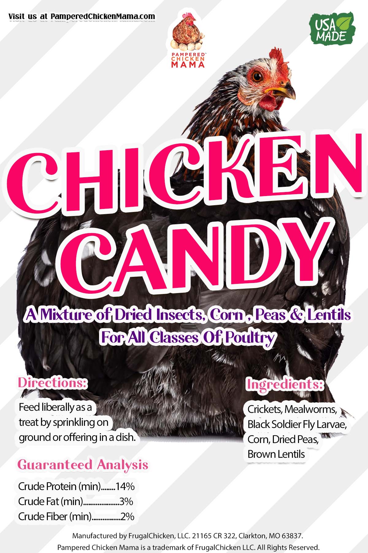 Pampered Chicken Mama Boo Box: 6 Seasonal Fall & Halloween Themed Treats For Chickens, Ducks, Turkeys, Quail, And Other Poultry label at the back