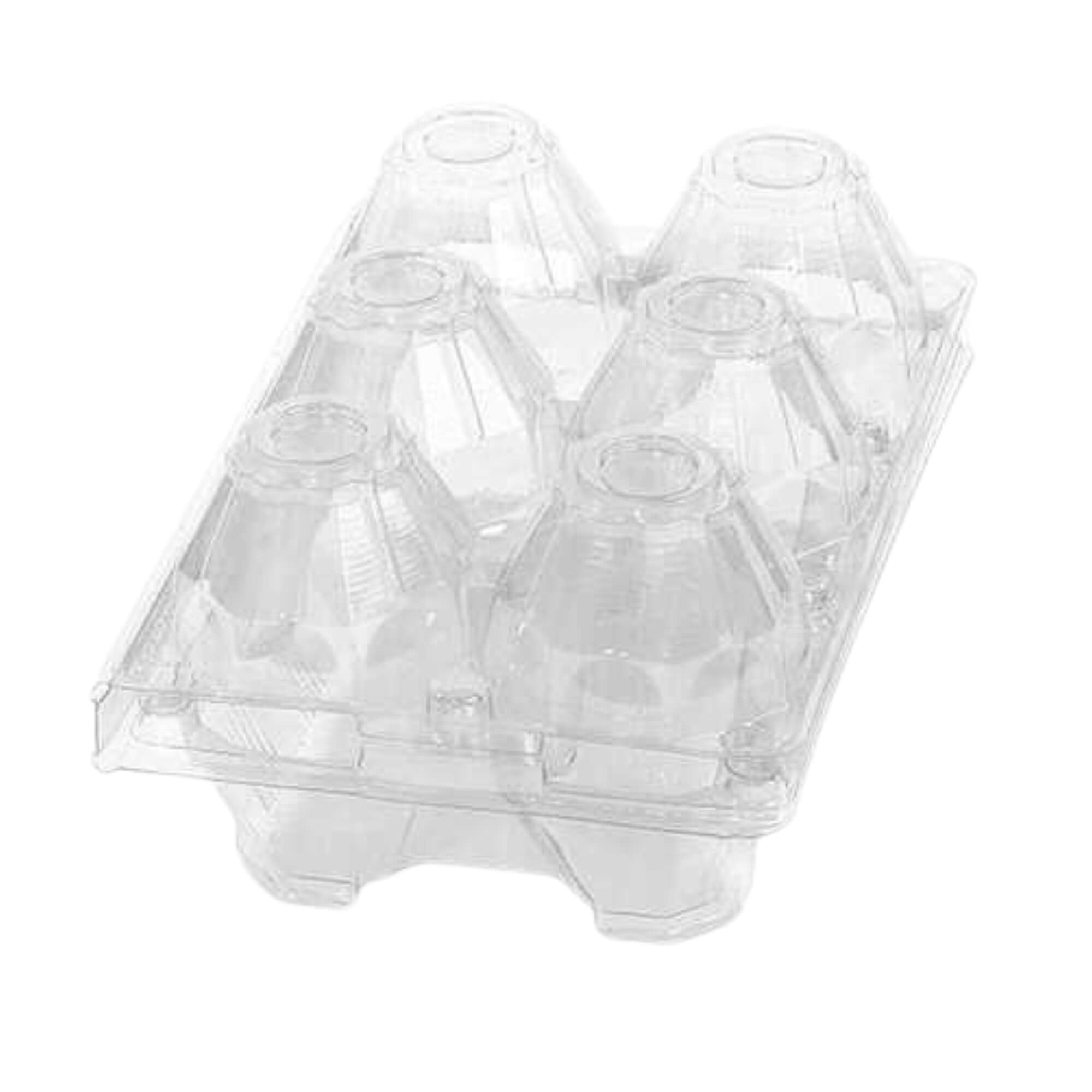 Plastic chicken egg cartons designed for small to extra-large eggs