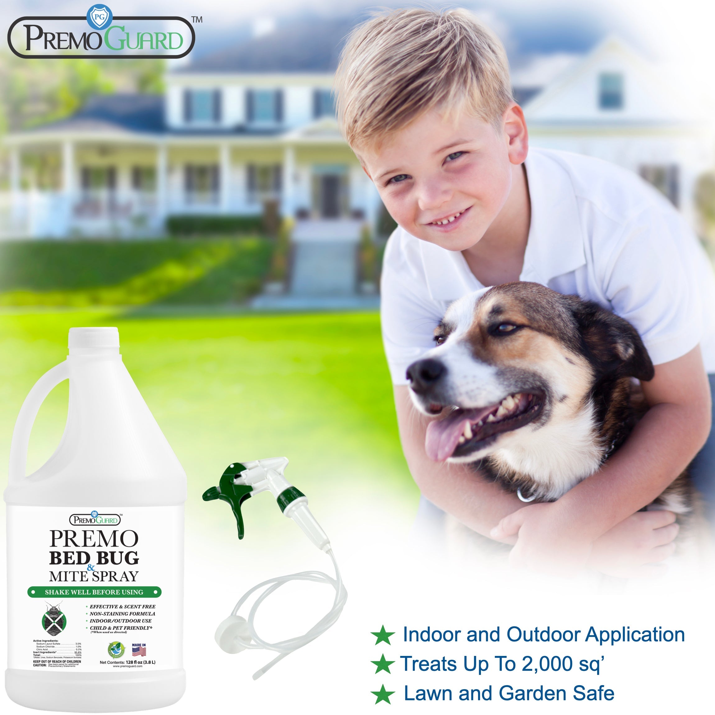 Bed Bug & Mite Killer - 128 oz - All Natural Non-Toxic - By Premo Guard