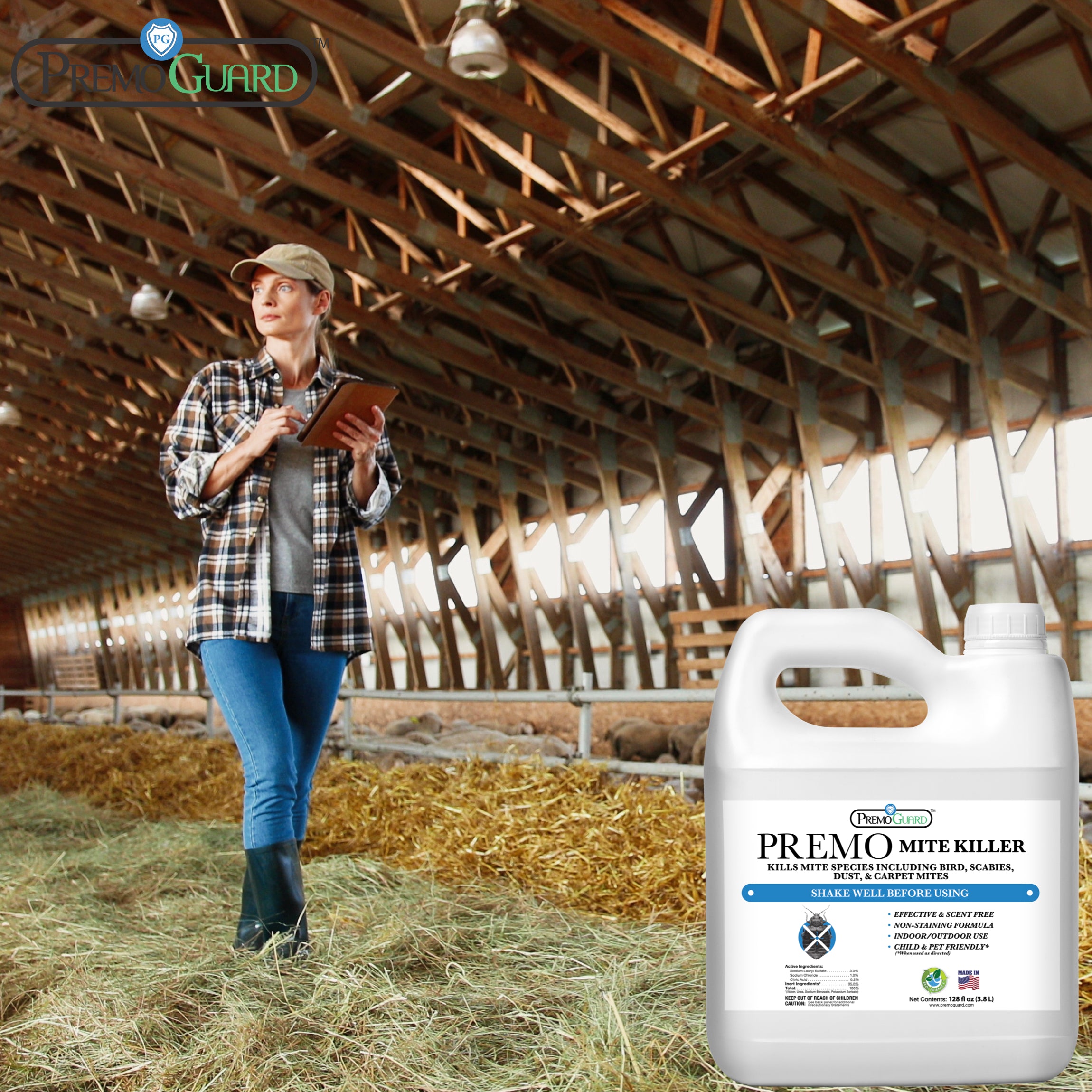 Premo Guard Mite Killer Spray 128 oz - All Natural Non-Toxic