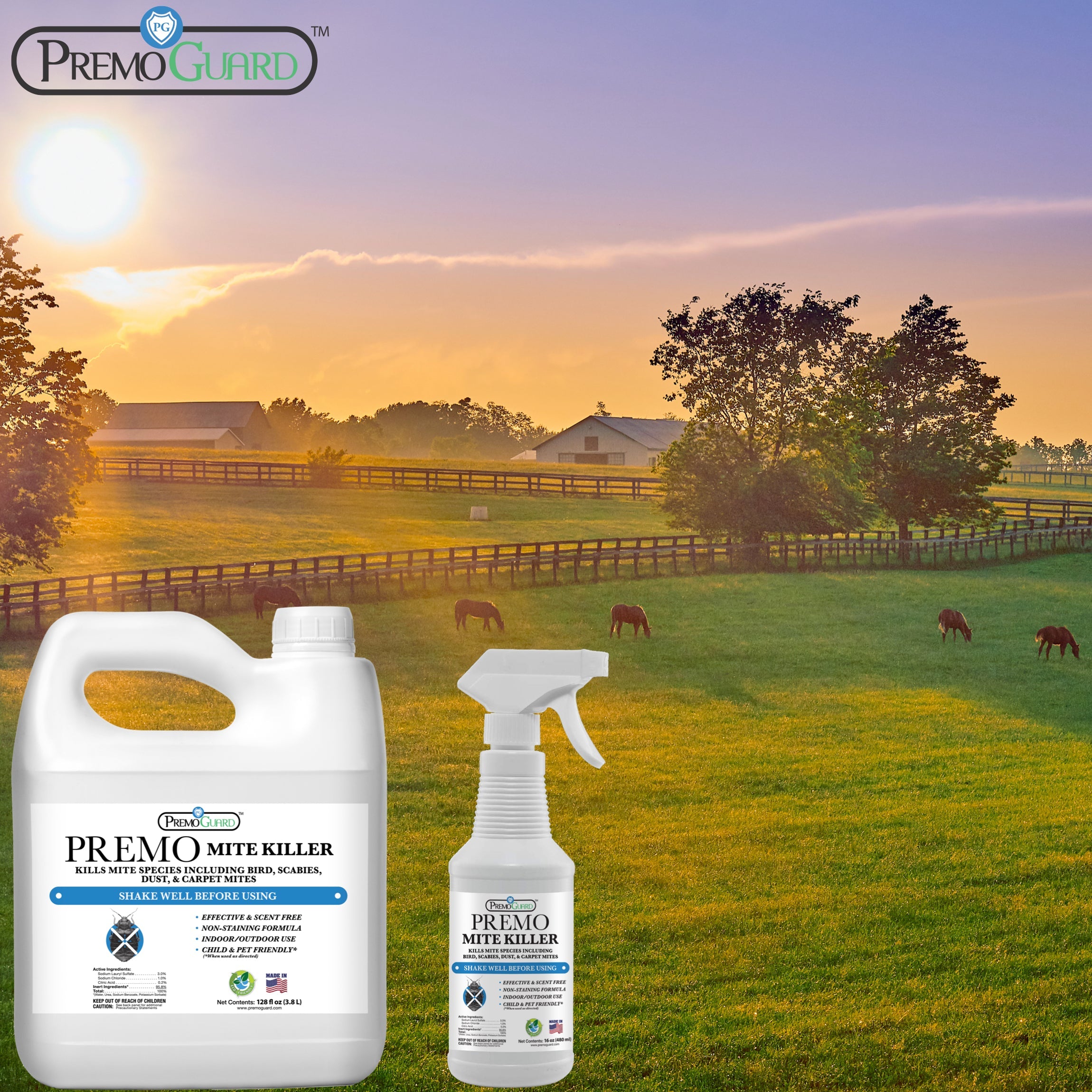 Premo Guard Mite Killer Spray 128 oz - All Natural Non-Toxic