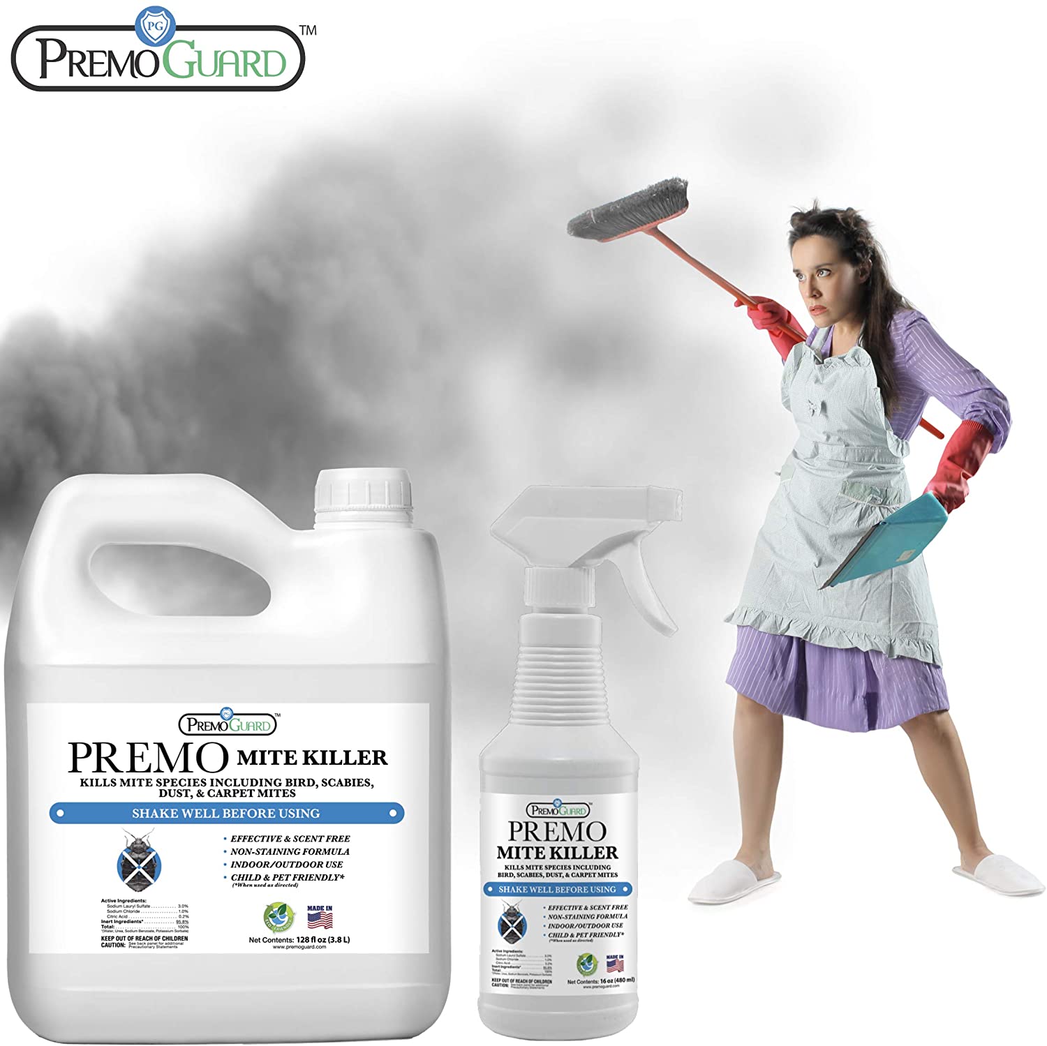 Premo Guard mite spray for bird mites and poultry mites on different variants