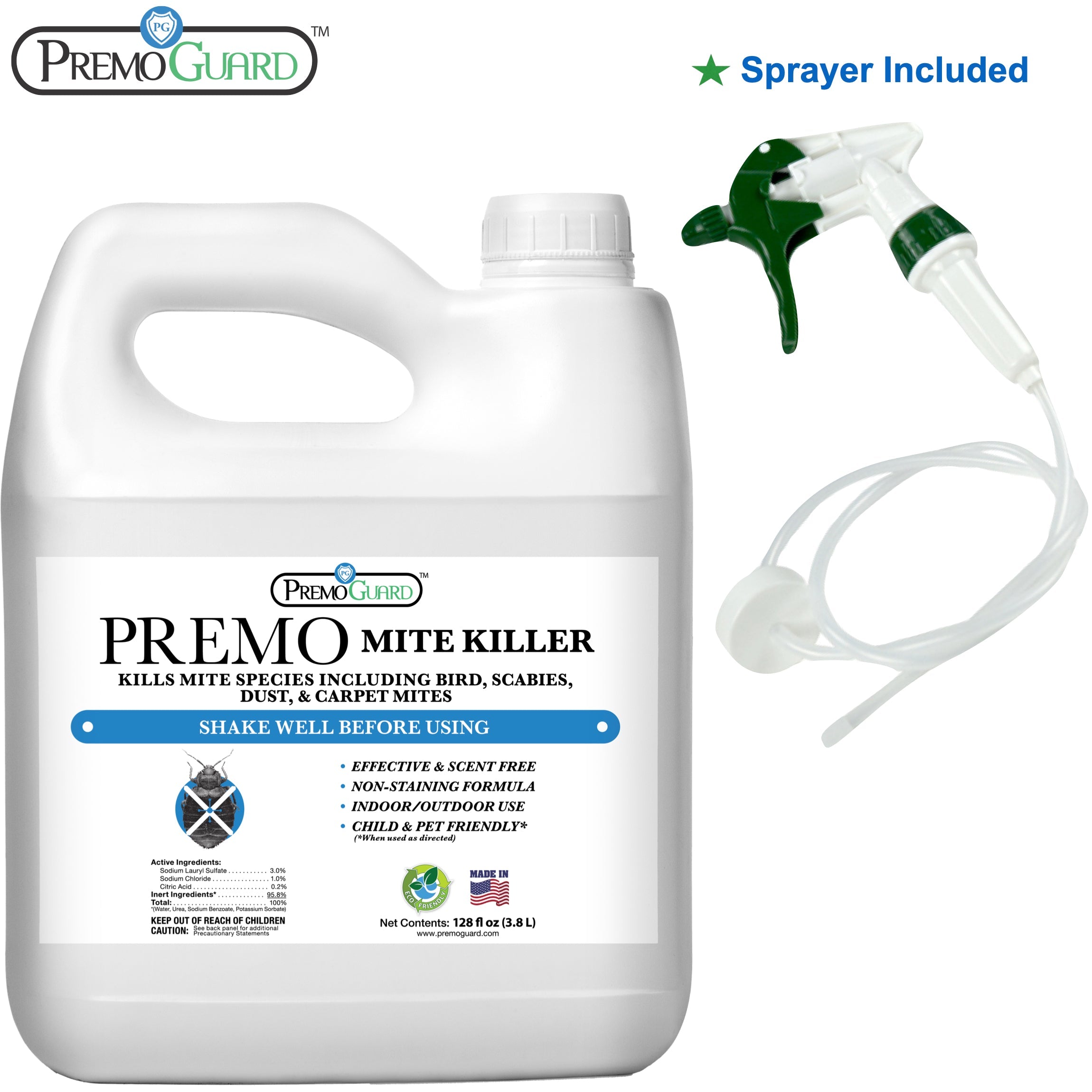 Premo Guard mite spray for bird mites and poultry mites sprayer included