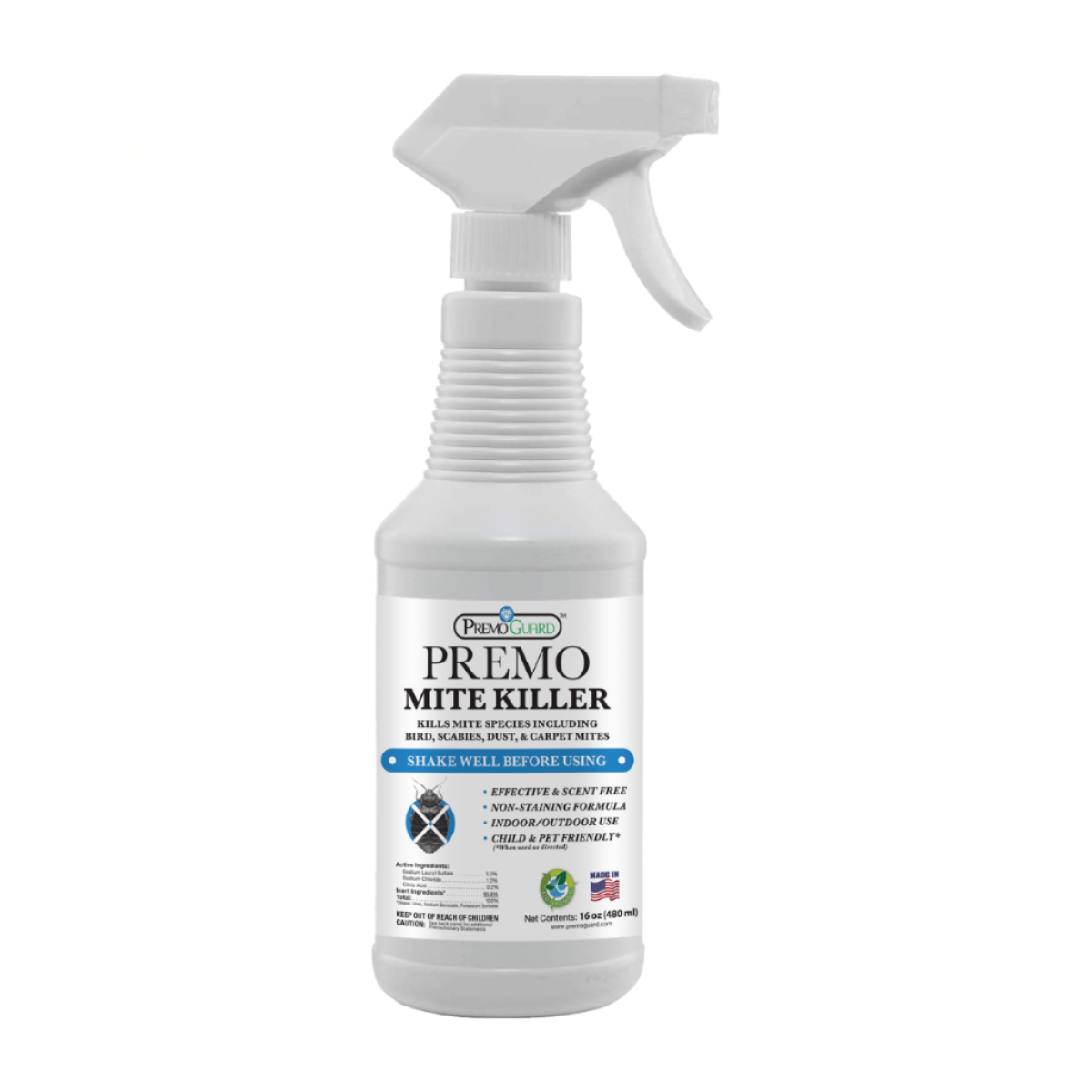 Premo Guard natural poultry and bird mite spray for chicken coops 16oz
