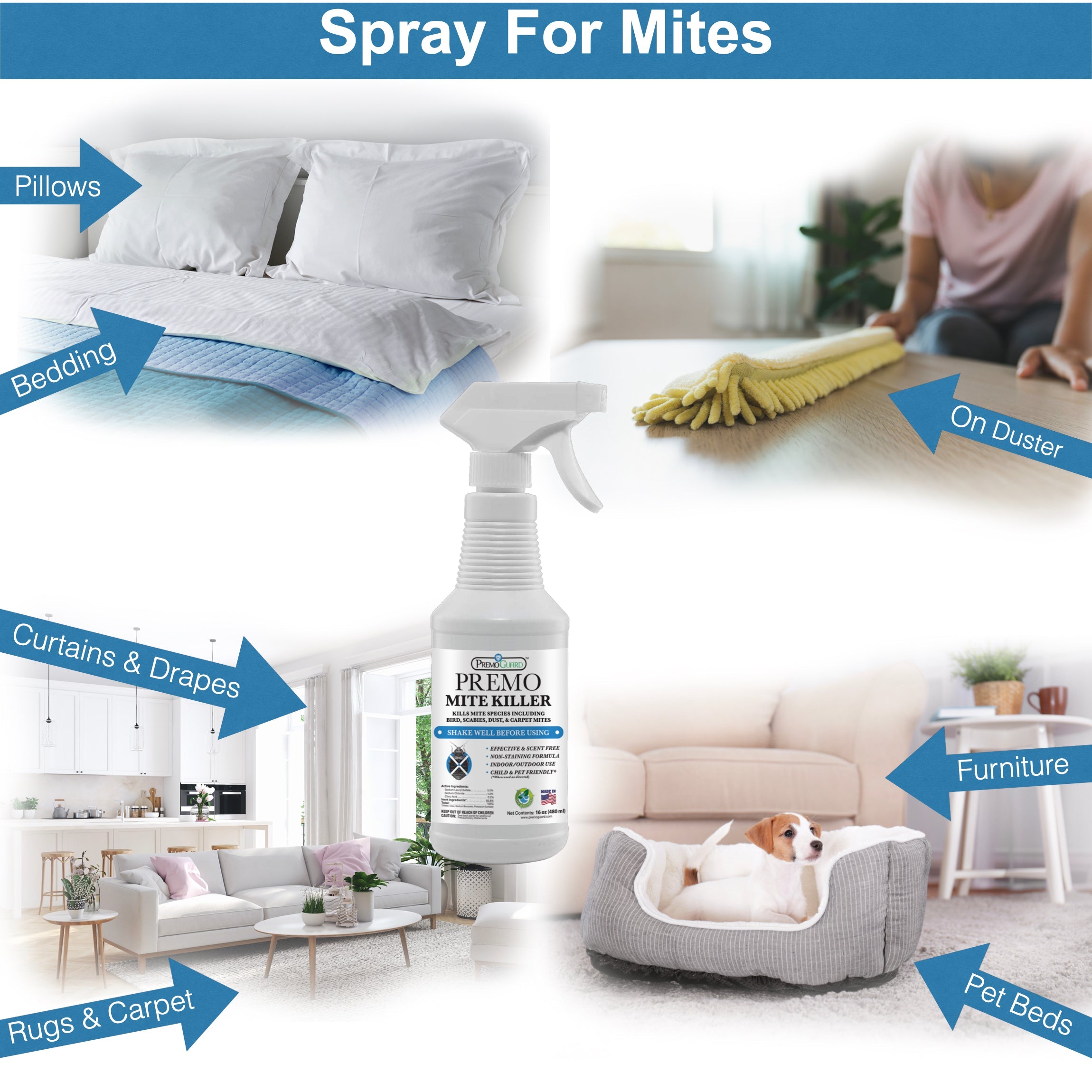 Premo Guard natural poultry and bird mite spray for household