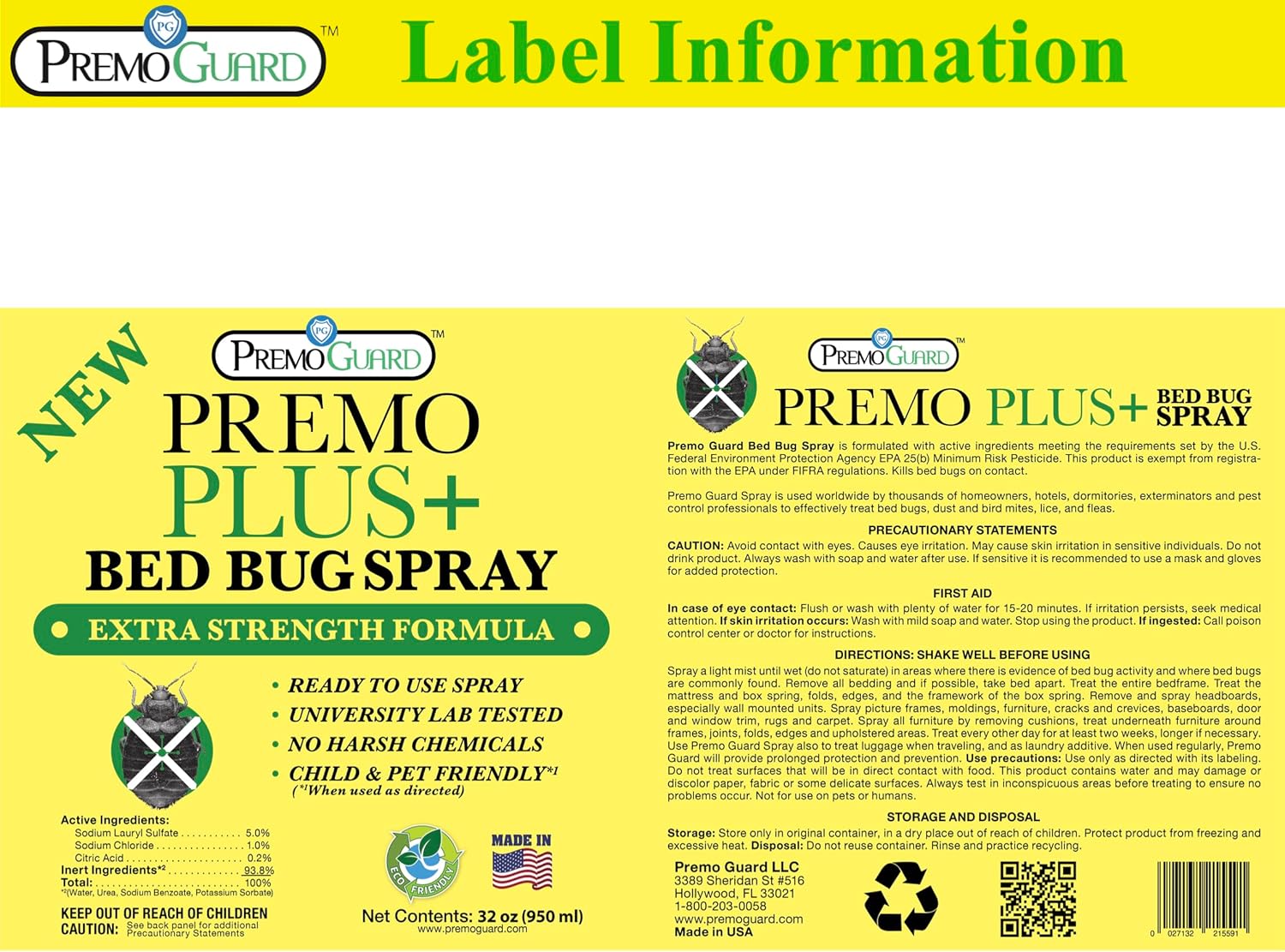 Premo Guard plant-based poultry pest-control spray label information