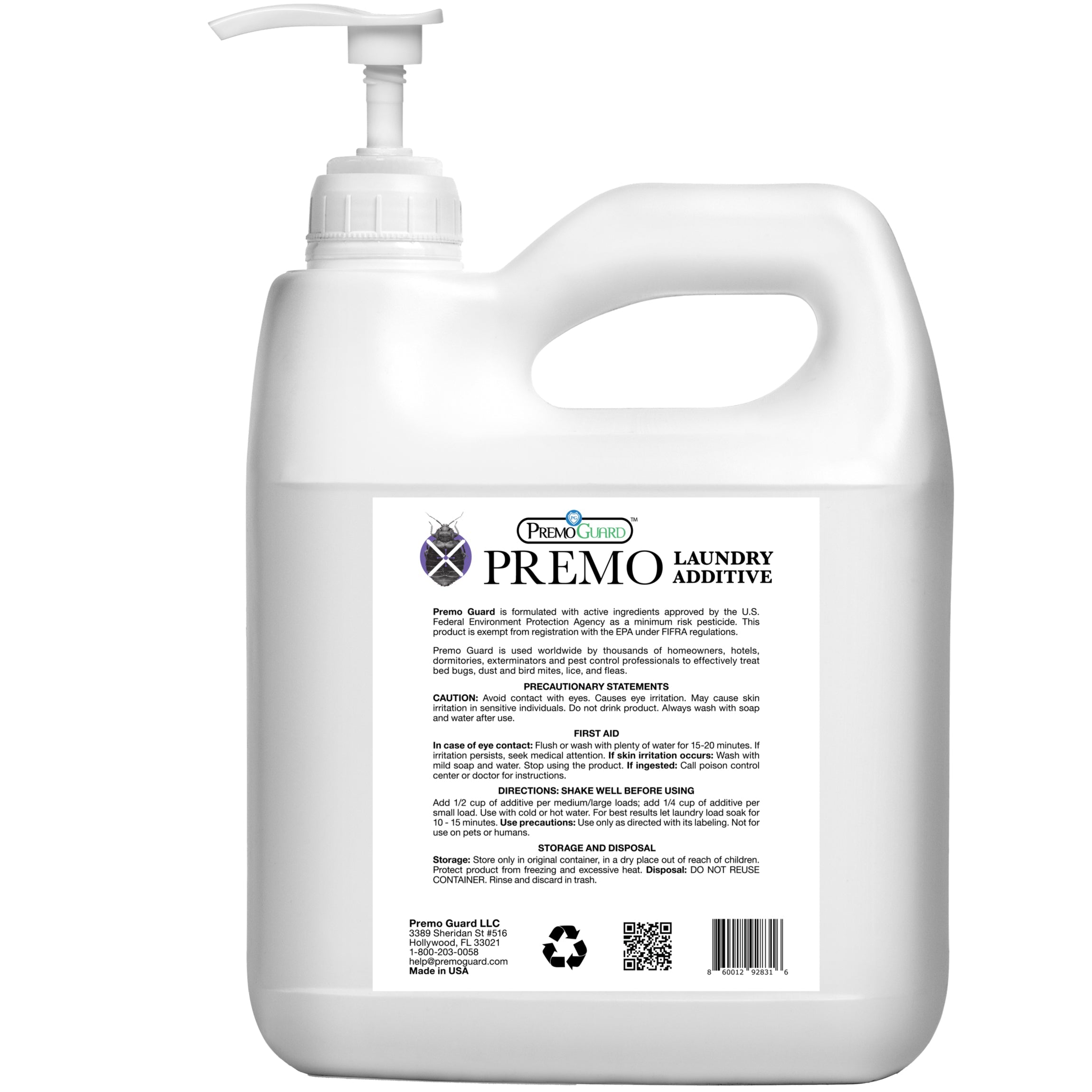 Premo Guard poultry laundry additive 64oz label information