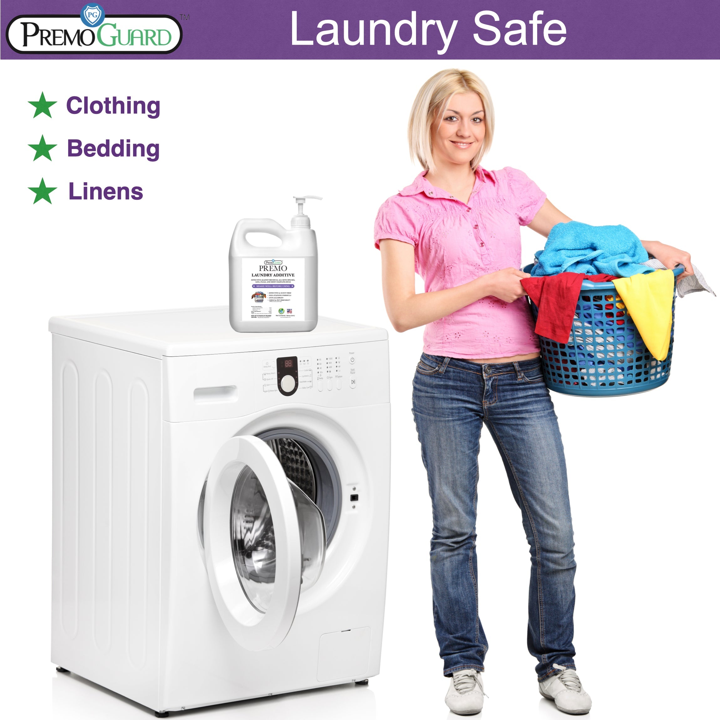 Premo Guard poultry laundry additive for clothes, beddings, and linens