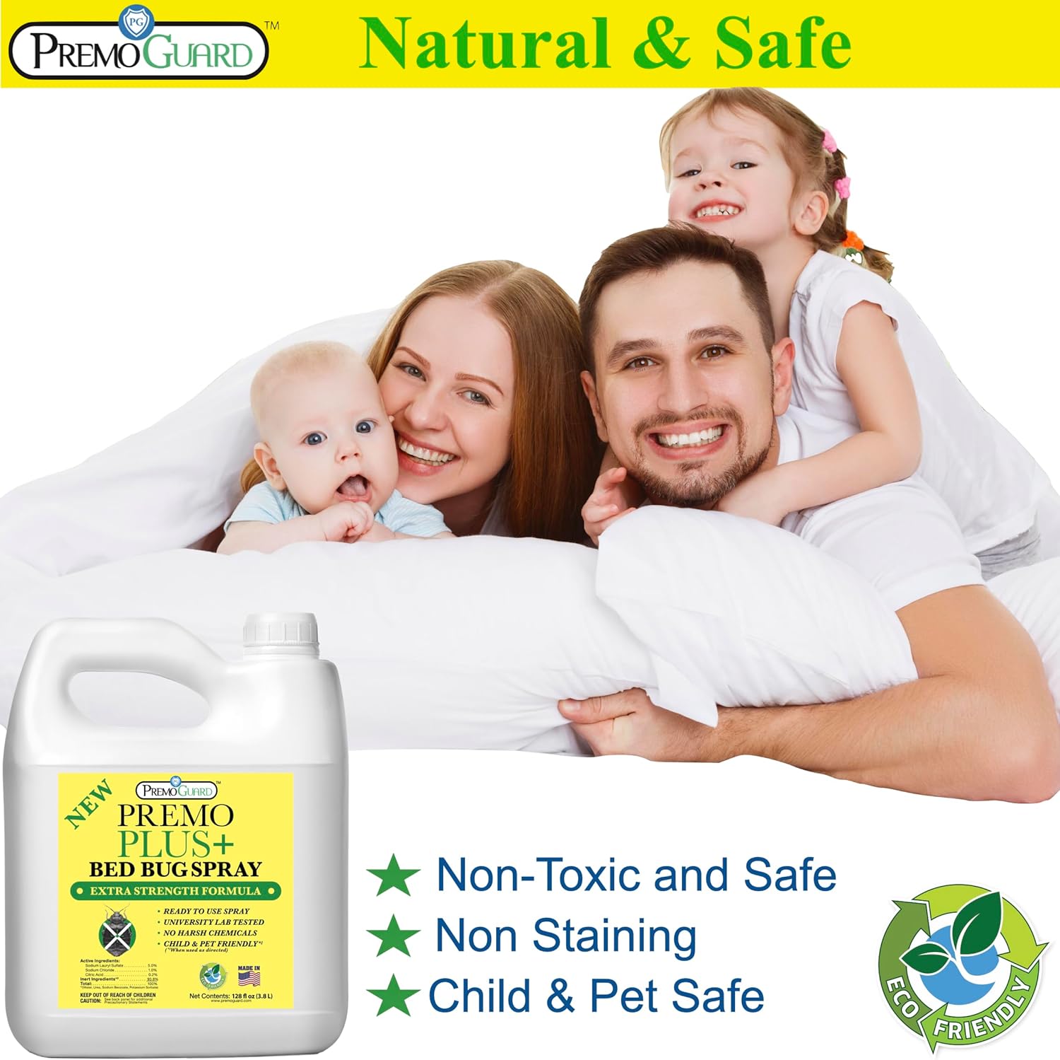 Premo Plus+ Bed Bug Spray 128 oz Natural and Safe