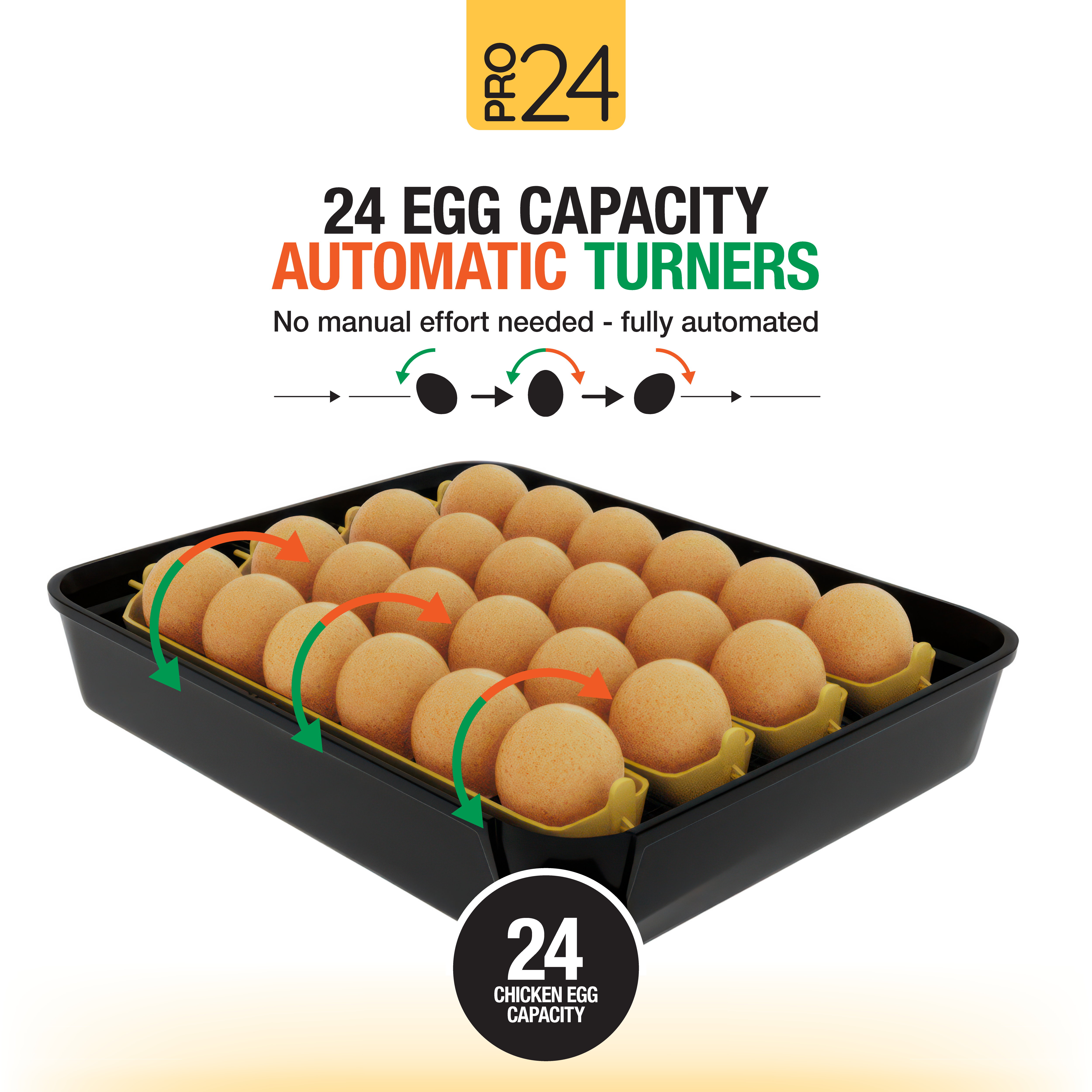 Pro24 Tabletop Automatic Egg Incubator (24 Eggs) large capacity