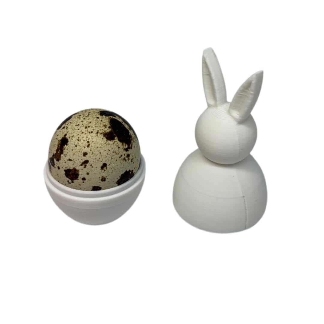 Quail Egg Cup Bunny Holder, White, DIY Paintable 2-Pack