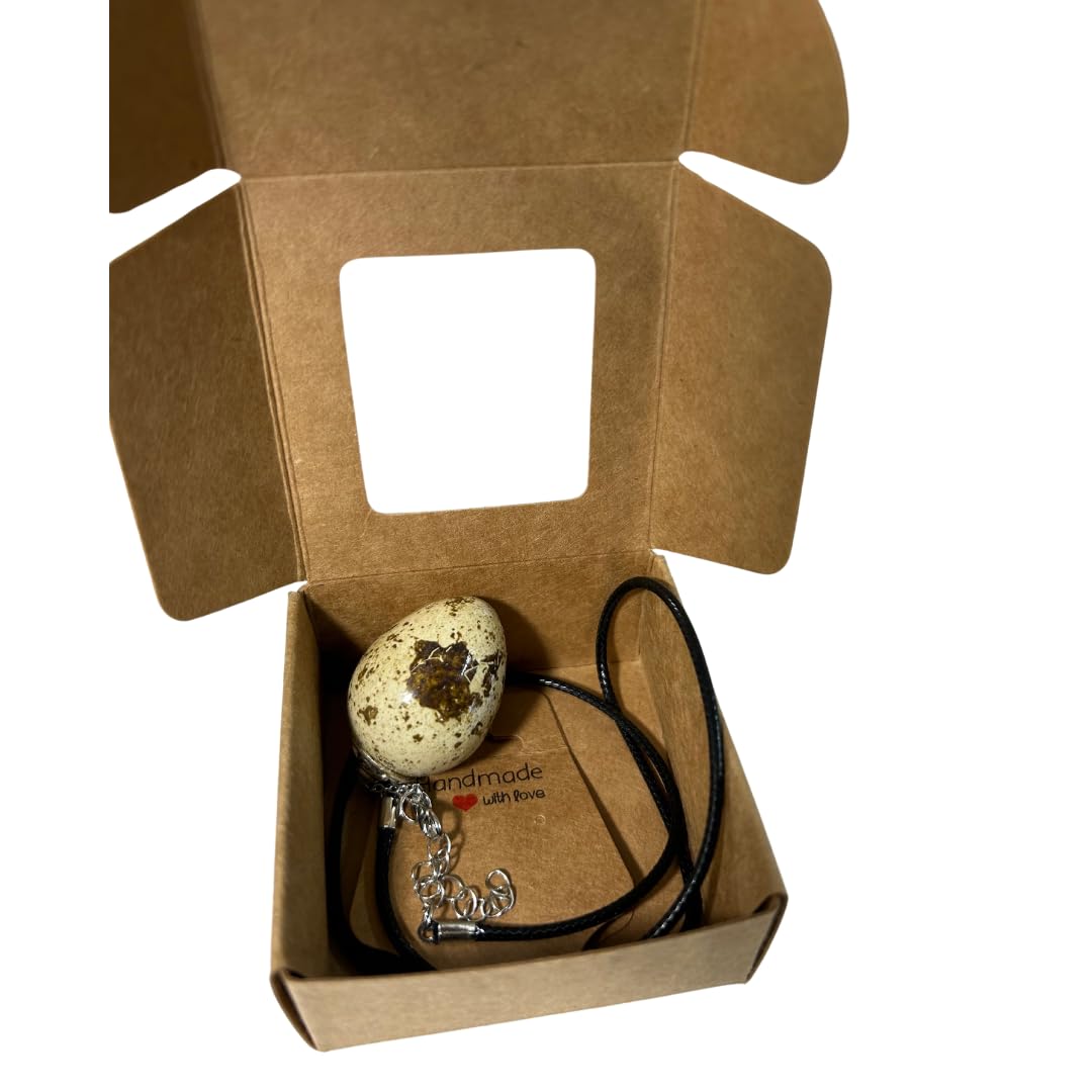 Quail Egg Necklace in a box