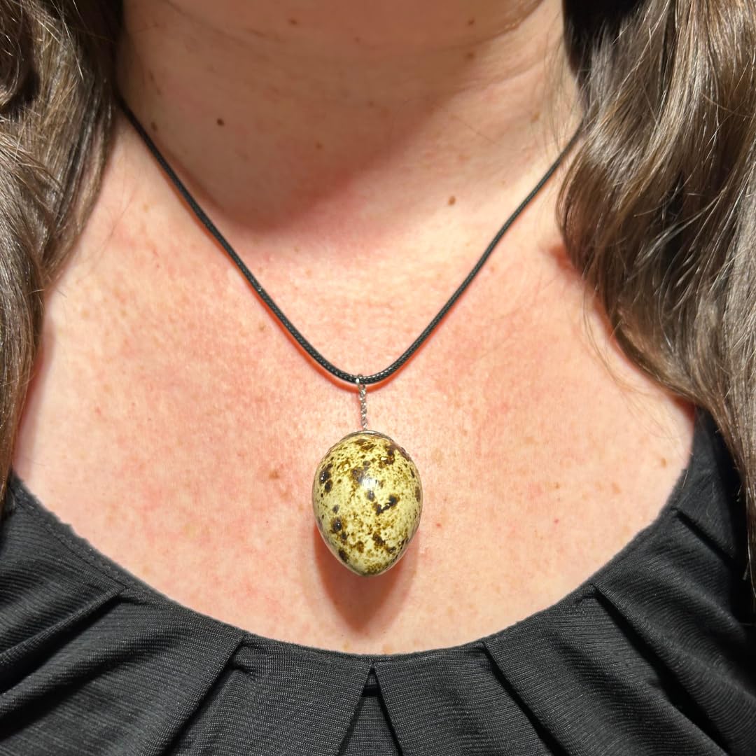 Quail Egg Necklace wore by a woman