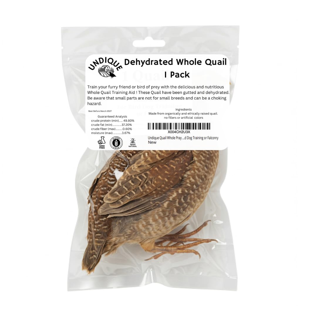 Quail Whole Prey dehydrated for Bird Dog Training or Falconry Pack