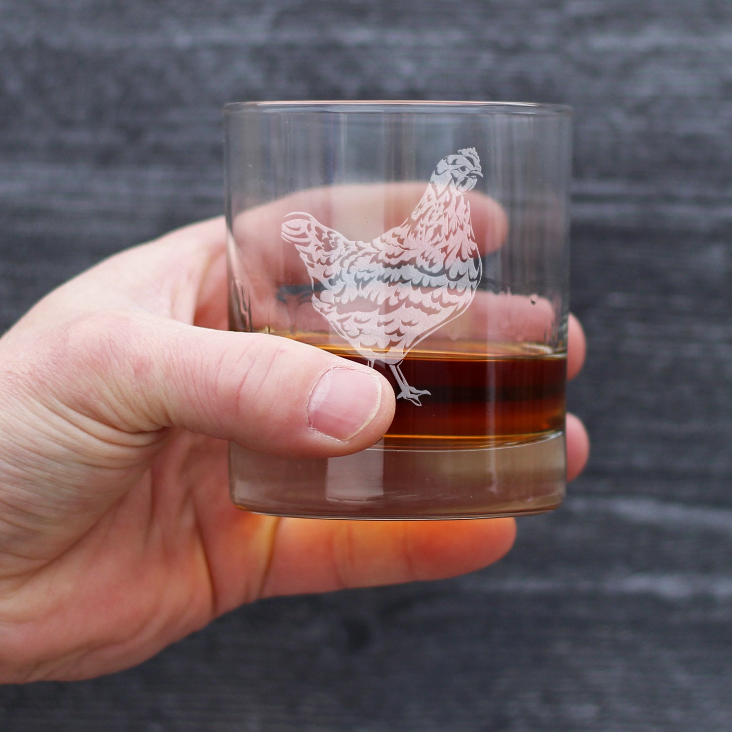 Hen - 10 oz Rocks Glass or Old Fashioned Glass - Cute Farmhouse Decor Gifts for Lovers of Hens and Whiskey
