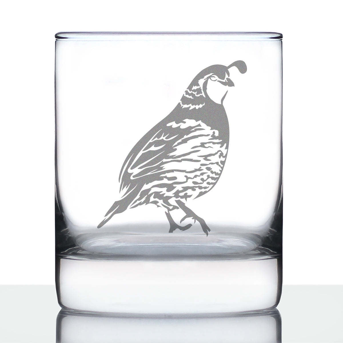 Quail Whiskey Rocks Glass - Fun Bird Themed Gifts and Decor for Men & Women - 10.25 Glasses