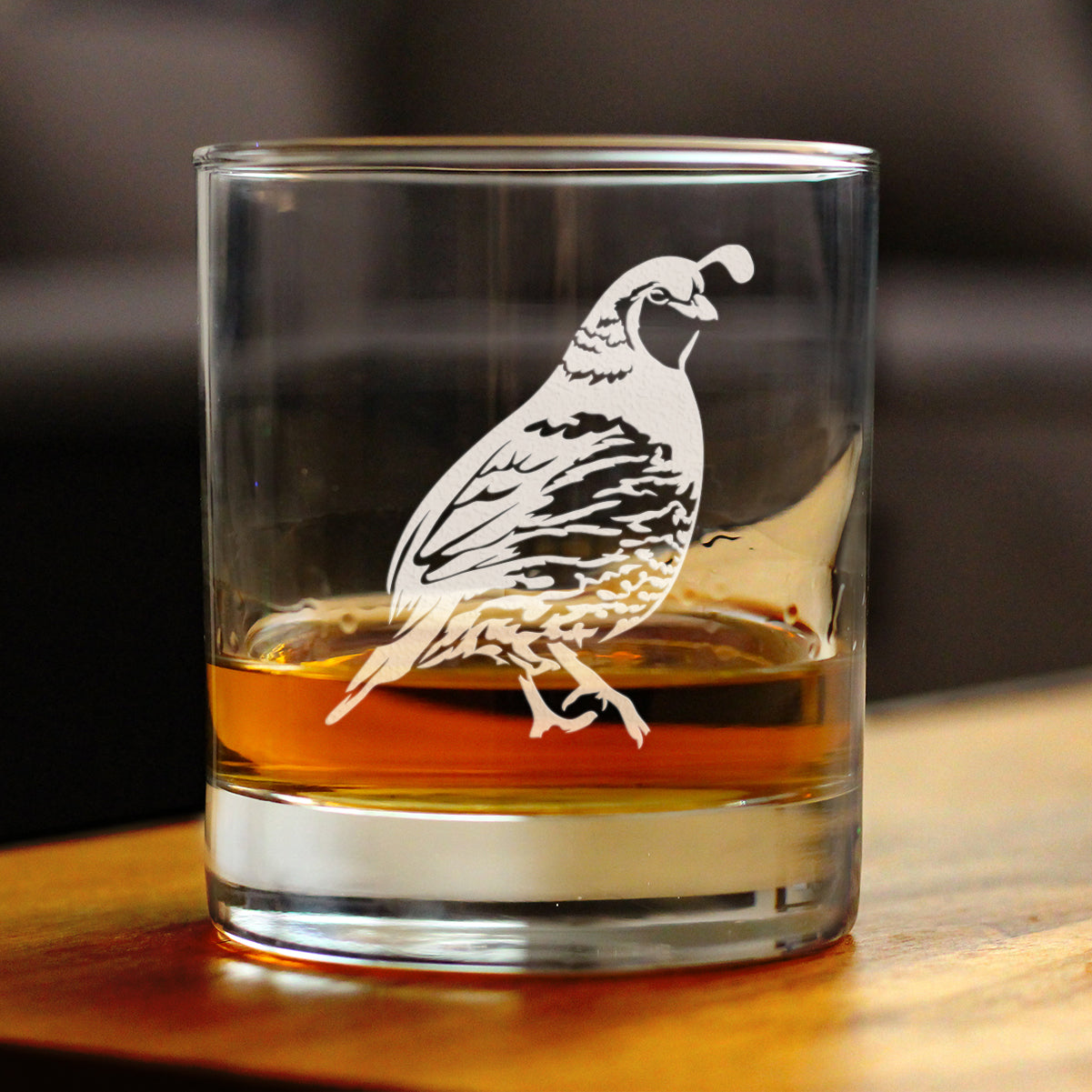 Quail Whiskey Rocks Glass - Fun Bird Themed Gifts and Decor for Men & Women - 10.25 Glasses