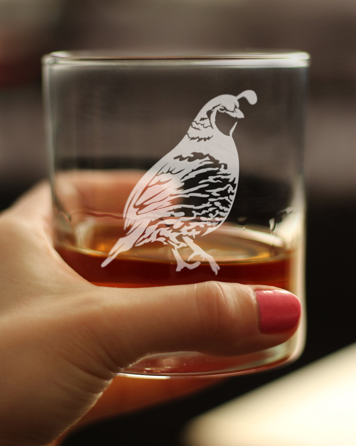 Quail Whiskey Rocks Glass - Fun Bird Themed Gifts and Decor for Men & Women - 10.25 Glasses