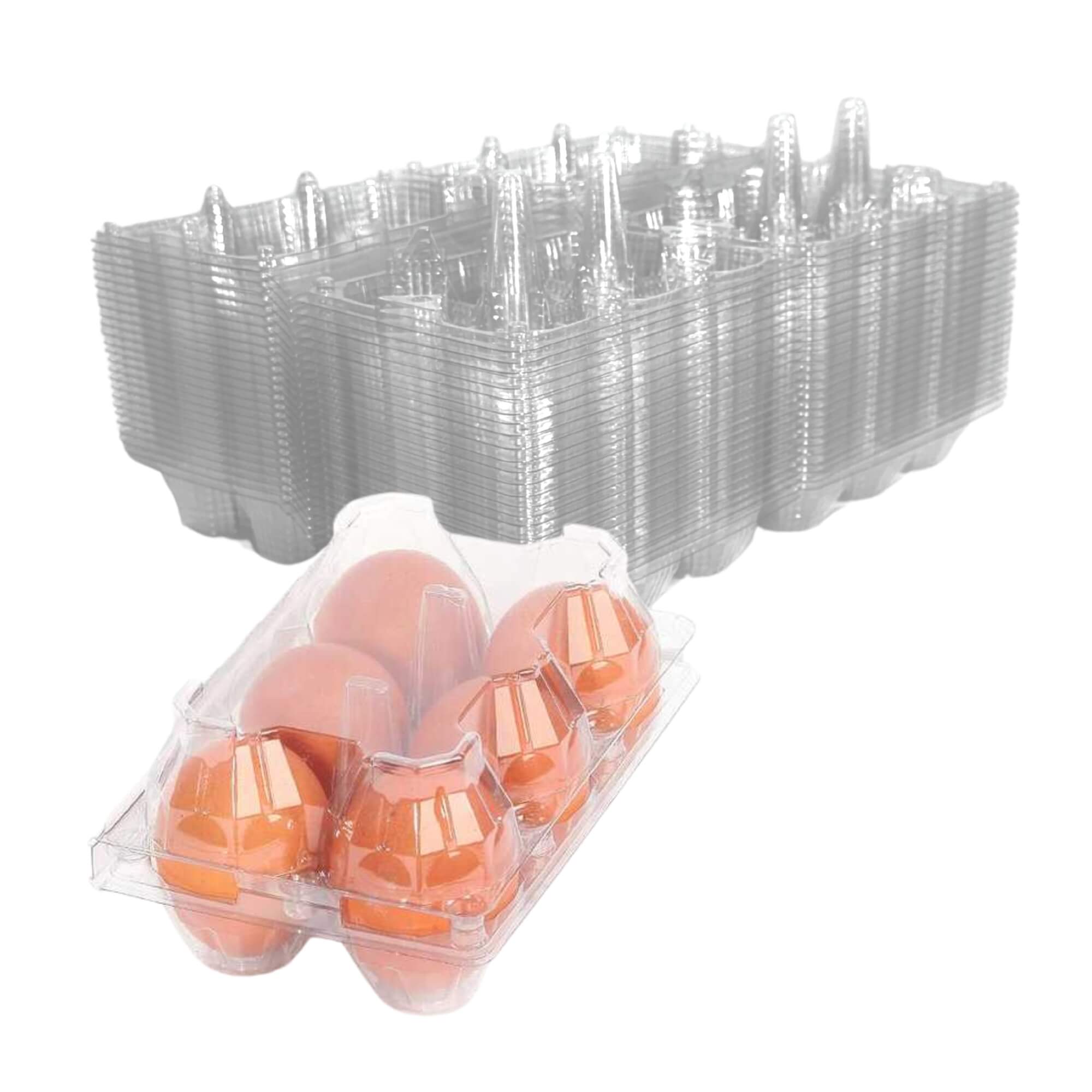 Reusable clear chicken egg cartons with a space for labeling