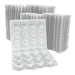 Reusable plastic quail egg carton for egg storage and packaging.