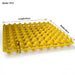 Reusable plastic quail egg incubation tray with capacity for 72 eggs.