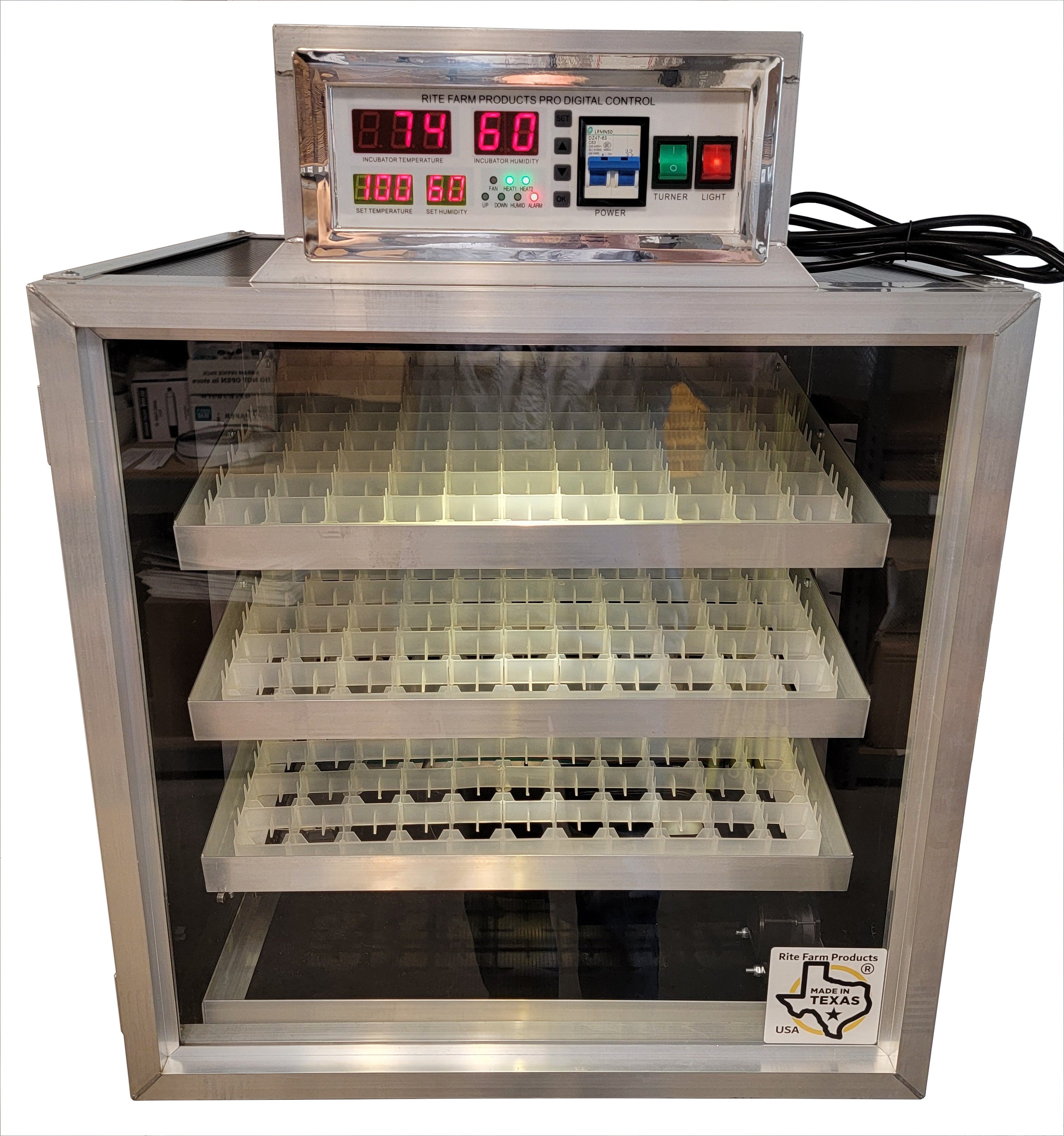 Rite Farm Products 264-egg incubator with digital temperature and humidity controls