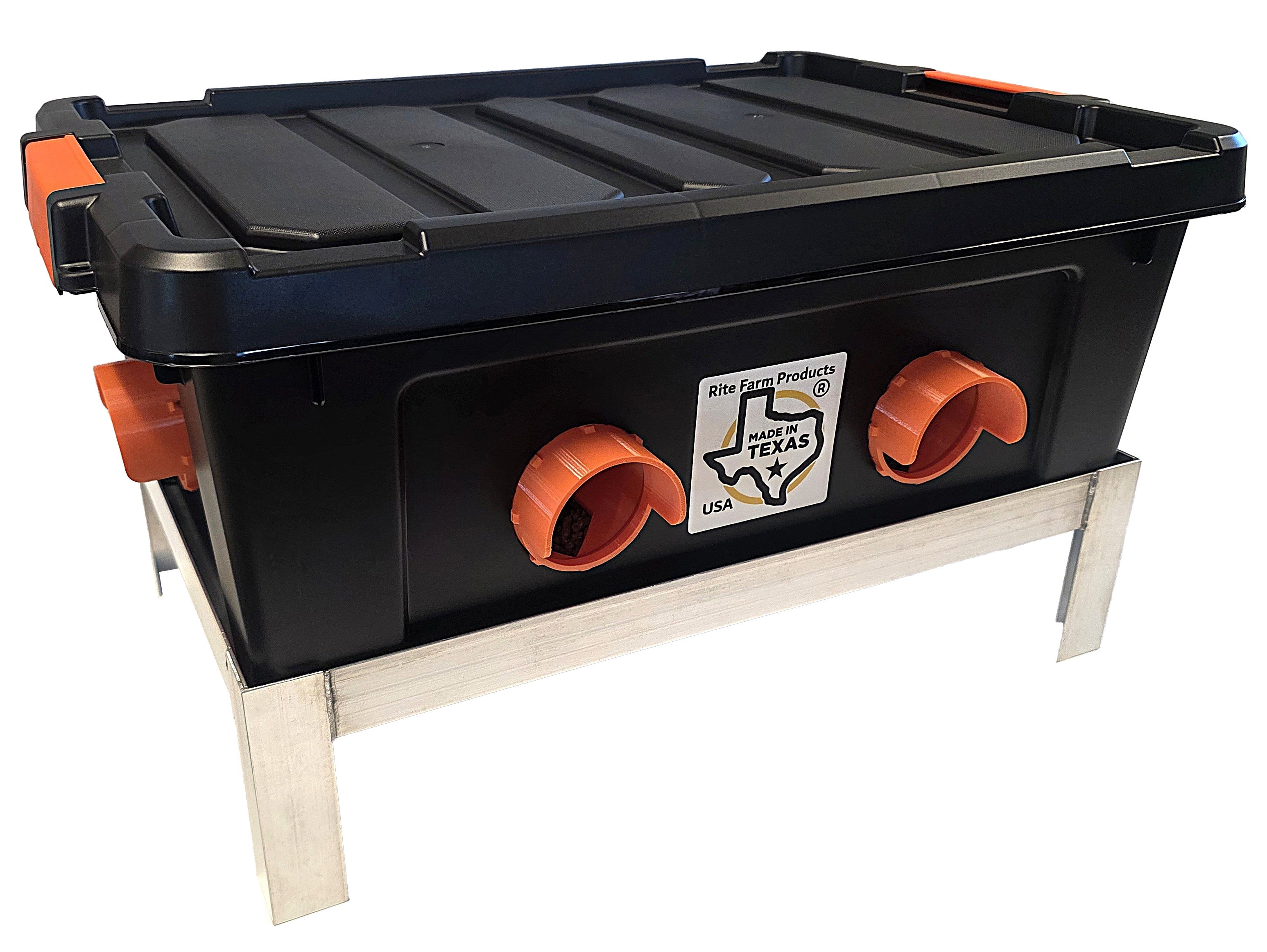 Rite Farm Products 50 lb chicken feeder with welded aluminum stand