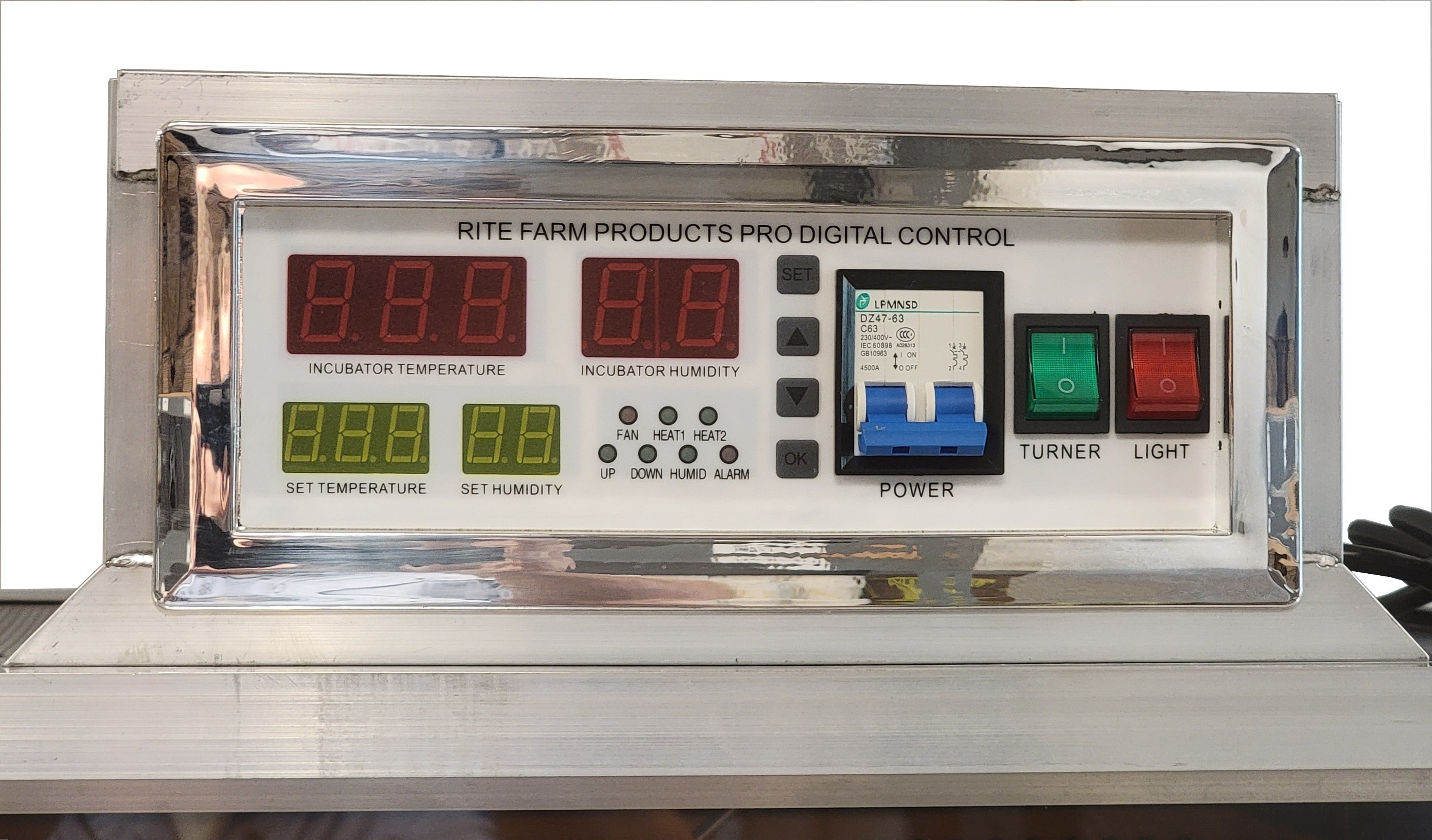 Rite Farm Products cabinet incubator with twin circulated-air fans and digital controls