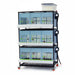 Stackable chicken brooder with self-regulated heaters for raising chicks.