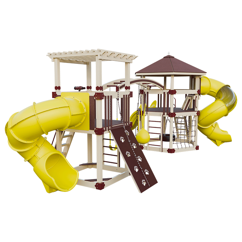 Swing Kingdom Play Set Adventurer Explorer red yellow almond