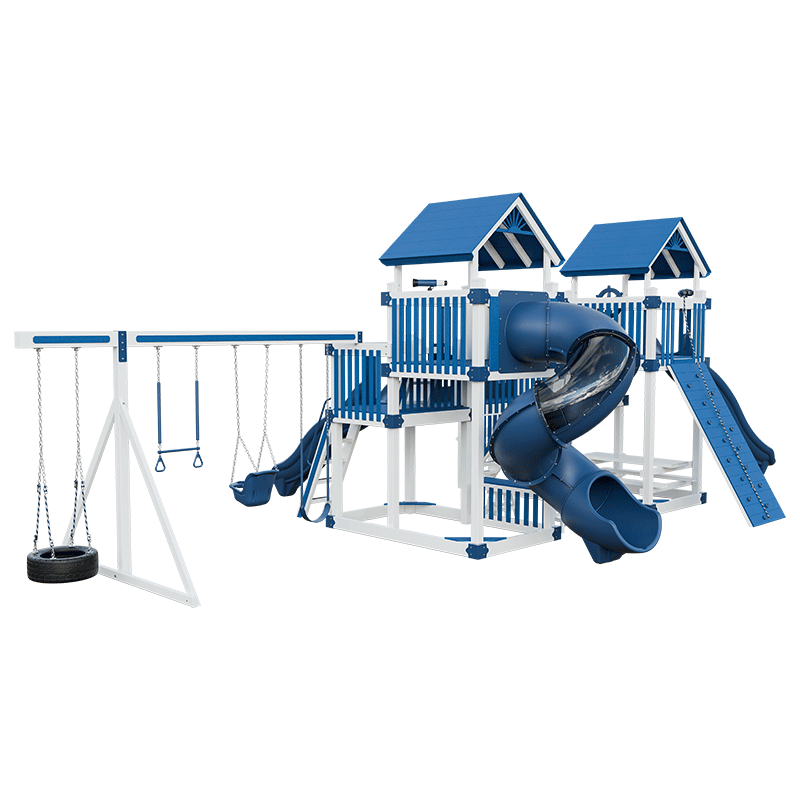 Swing Kingdom Play Set Adventurer Fortress blue and white