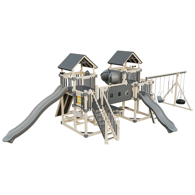 Swing Kingdom Play Set Adventurer Fortress gray and almond