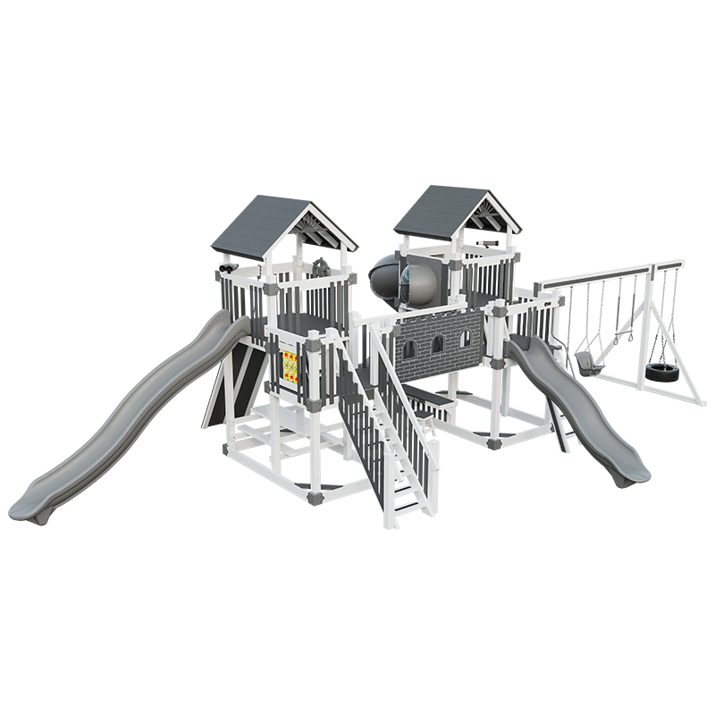 Swing Kingdom Play Set Adventurer Fortress gray and white