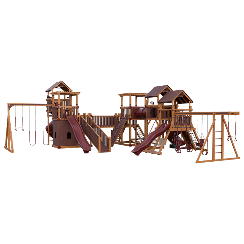 Swing Kingdom Play Set Adventurer Kingdom red and wood