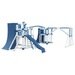 Swing Kingdom Play Set Adventurer Obstacle Course blue and white slide