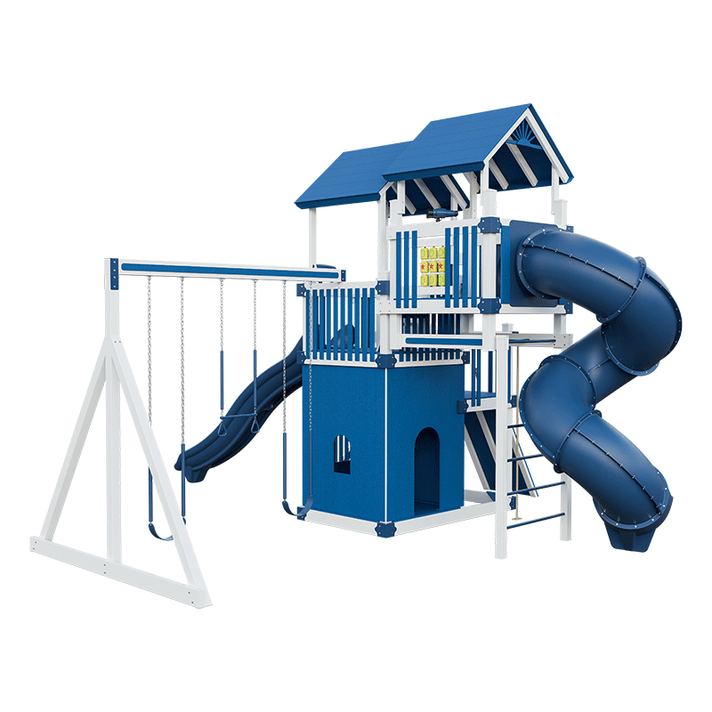 Swing Kingdom Play Set Adventurer Summit  blue and white back