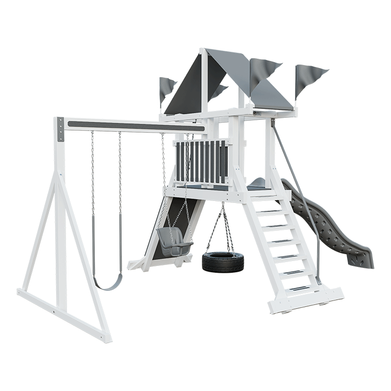 Swing Kingdom Play Set Mountaineer Climber 35 gray and white