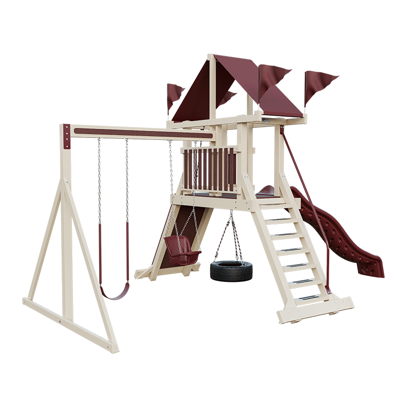 Swing Kingdom Play Set Mountaineer Climber 35 red and almond