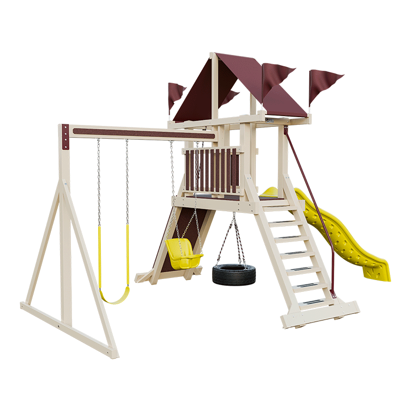 Swing Kingdom Play Set Mountaineer Climber 35 red yellow almond