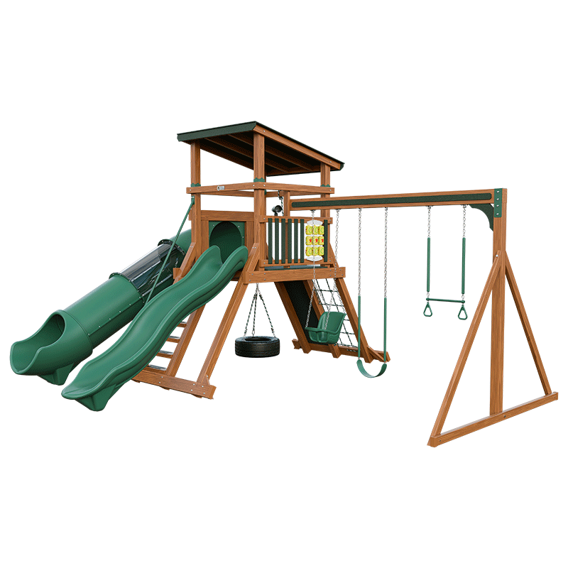 Swing Kingdom Play Set Mountaineer Climber 55 Deluxe green and wood