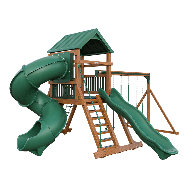 Swing Kingdom Play Set Mountaineer Climber 55 Turbo Deluxe green and wood
