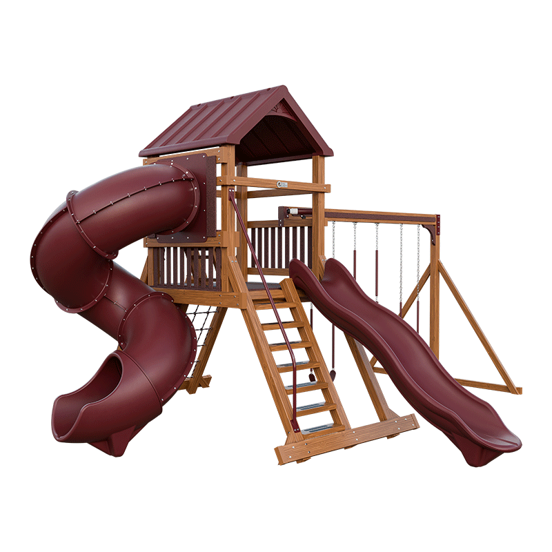 Swing Kingdom Play Set Mountaineer Climber 55 Turbo Deluxe red and wood