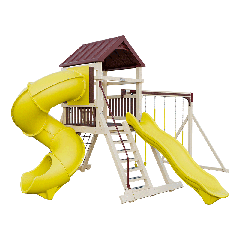 Swing Kingdom Play Set Mountaineer Climber 55 Turbo Deluxe yellow red almond