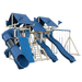 Swing Kingdom Play Set Mountaineer Mega Climber 55 Deluxe blue and white 3 slides