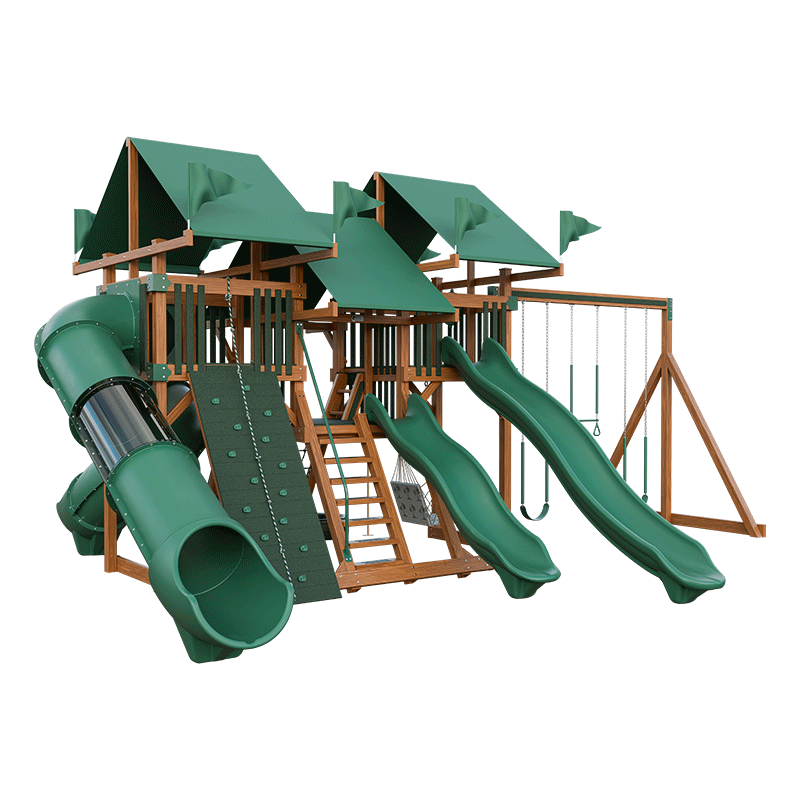 Swing Kingdom Play Set Mountaineer Mega Climber 55 Deluxe green and wood