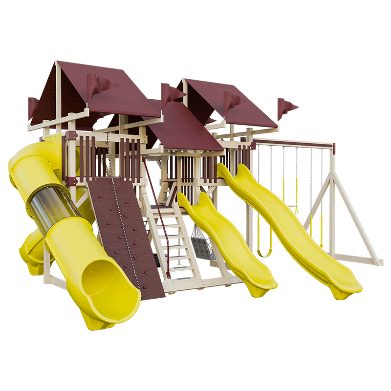 Swing Kingdom Play Set Mountaineer Mega Climber 55 Deluxe red almond yellow