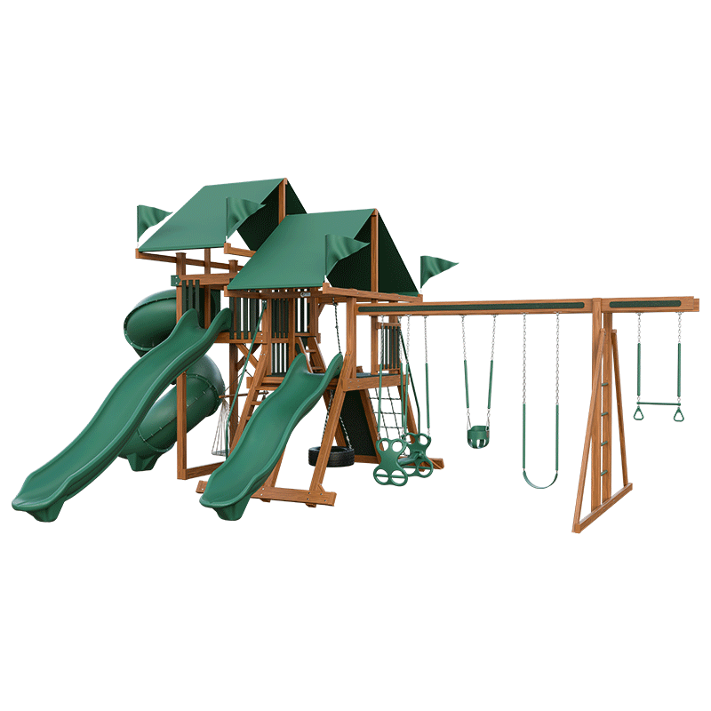 Swing Kingdom Play Set Mountaineer Mega Climber 55 green and wood